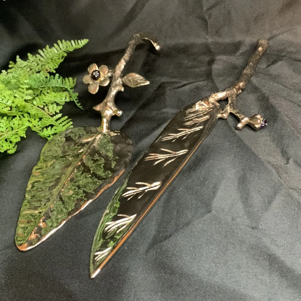 Bombay company amethyst collection silver branch & leaf wedding cake serving set - Picture 7 of 12